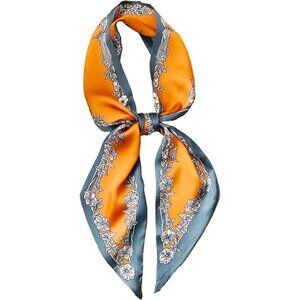 Women's orange Gray Border Building Silky Fashion Scarf Purse For Handbags